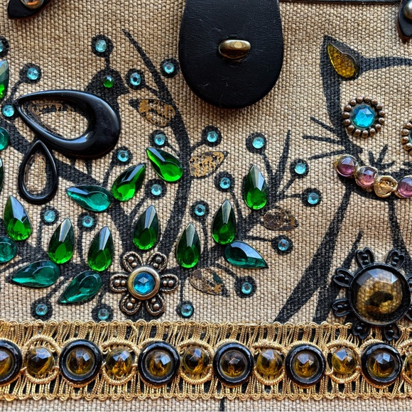 1970’s Edin Collins Collins of Texas ‘Bird Watcher’ bejeweled leather purse - Picture 3 of 5